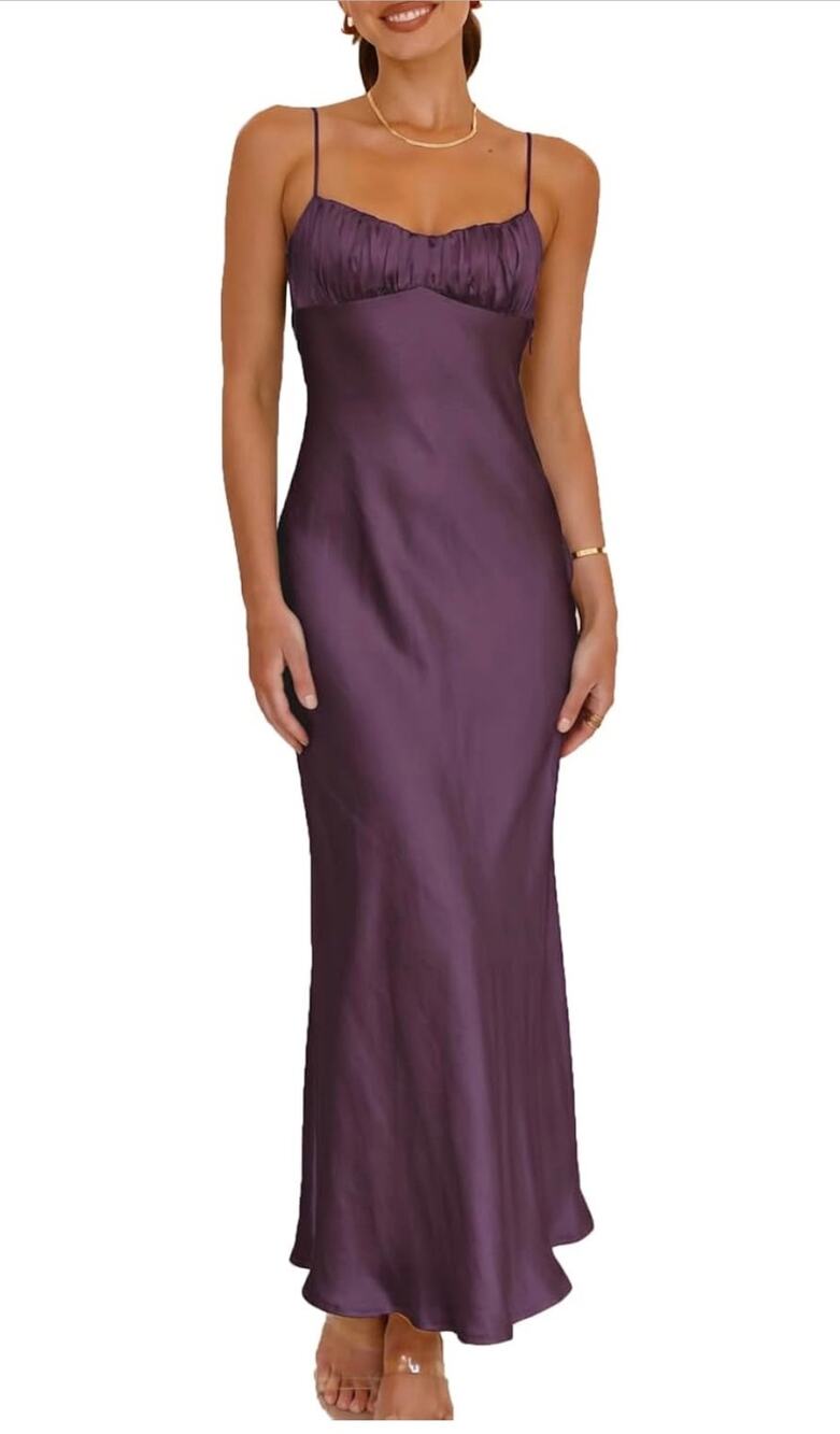 Realtix Satin Spaghetti Strap Backless Midi Dress Cocktail Wedding Guest Summer